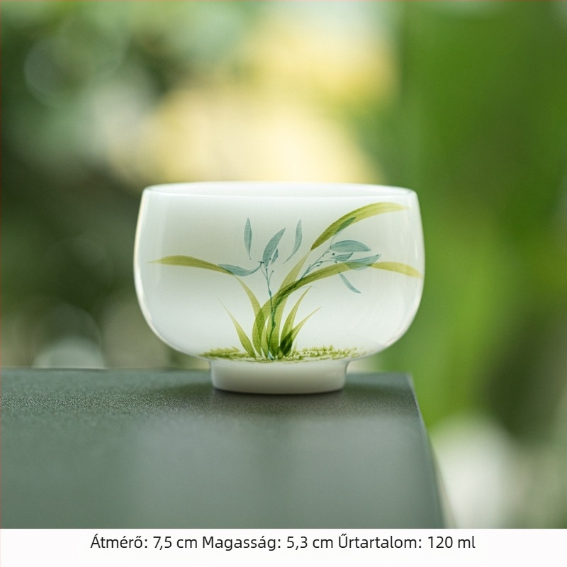 Kézzel festett jáde porcelán teáscsésze Gongfu teához, kerámia al-glazúros meditációs pohár, luxus jégfehér porcelán teáscsésze