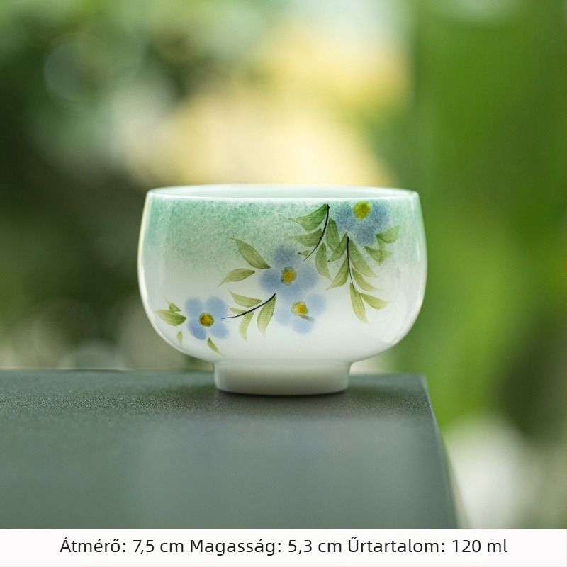 Kézzel festett jáde porcelán teáscsésze Gongfu teához, kerámia al-glazúros meditációs pohár, luxus jégfehér porcelán teáscsésze