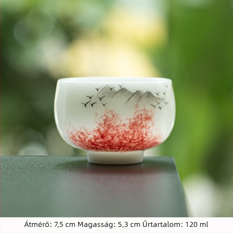 Kézzel festett jáde porcelán teáscsésze Gongfu teához, kerámia al-glazúros meditációs pohár, luxus jégfehér porcelán teáscsésze