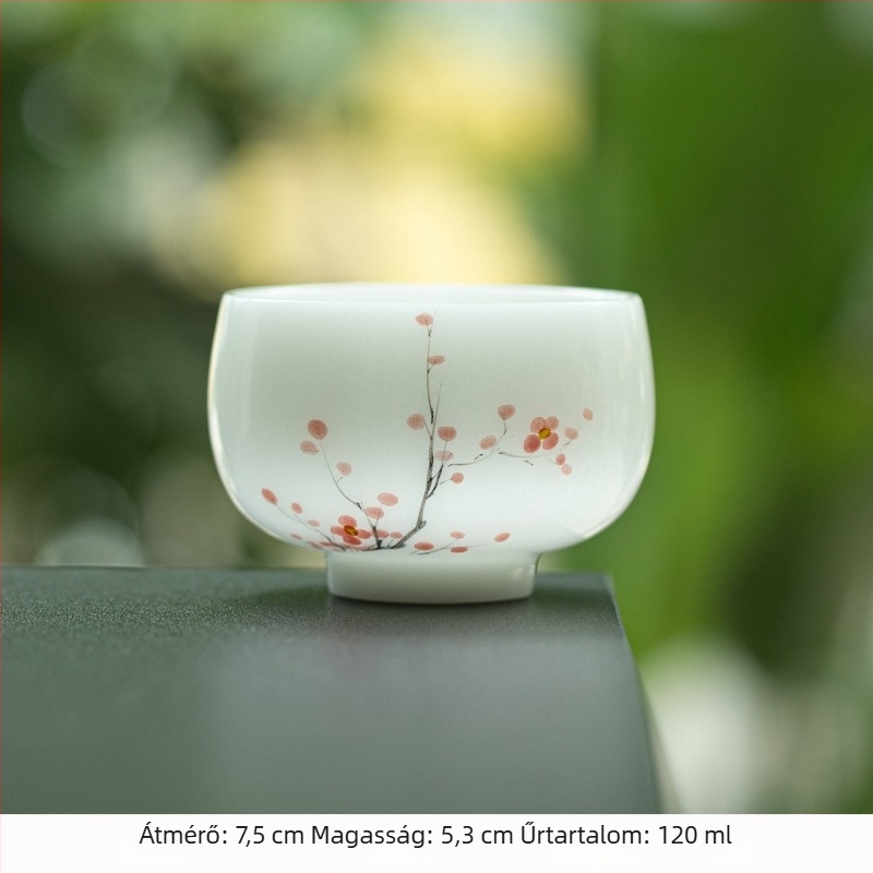 Kézzel festett jáde porcelán teáscsésze Gongfu teához, kerámia al-glazúros meditációs pohár, luxus jégfehér porcelán teáscsésze