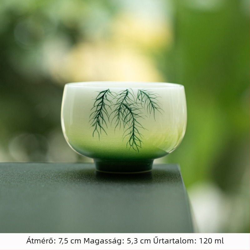Kézzel festett jáde porcelán teáscsésze Gongfu teához, kerámia al-glazúros meditációs pohár, luxus jégfehér porcelán teáscsésze