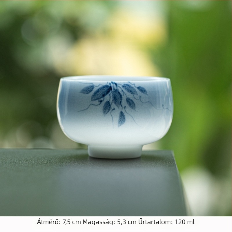 Kézzel festett jáde porcelán teáscsésze Gongfu teához, kerámia al-glazúros meditációs pohár, luxus jégfehér porcelán teáscsésze