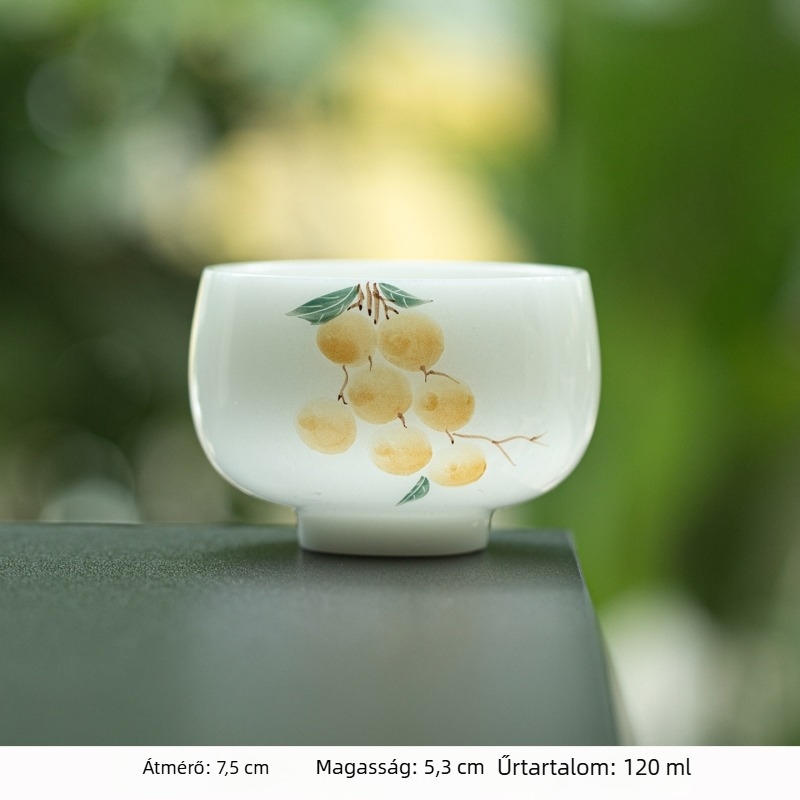 Kézzel festett jáde porcelán teáscsésze Gongfu teához, kerámia al-glazúros meditációs pohár, luxus jégfehér porcelán teáscsésze