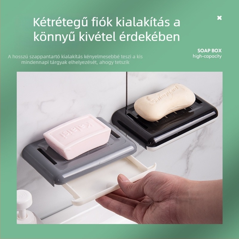 Fúrás nélküli, dupla rétegű szappantartó leeresztő rácsos, falra szerelhető fürdőszobába