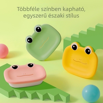 Rajzfilmsz béka szappantartó gyerekeknek, multifunkcionális leeresztő szappantartó, otthoni használatra, aranyos dizájn, fúrásmentes, személyre szabott kreativitás