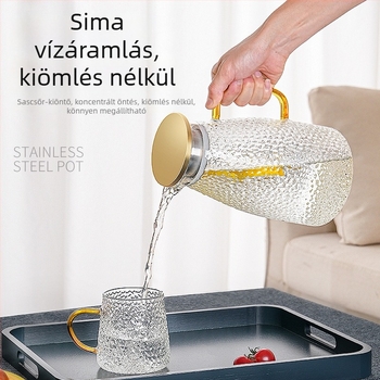 Üveg hidegvíz-kanna, ellenálló magas hőmérsékletnek, nagy kapacitású, gyümölcs-teás teáskanna, otthoni készlet