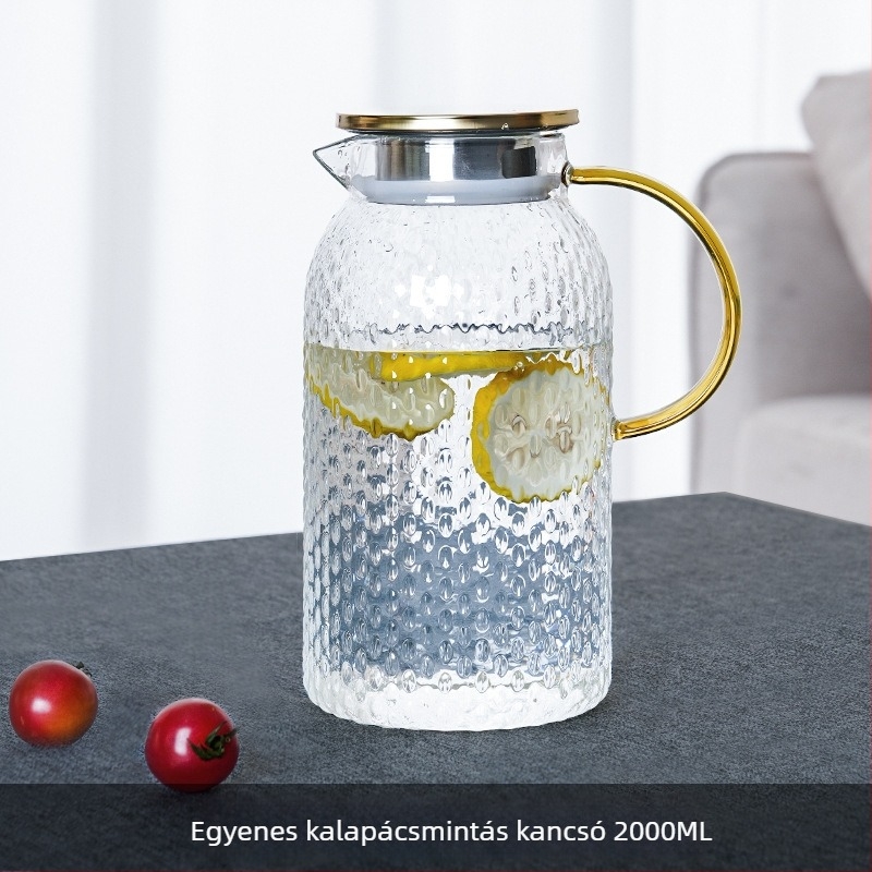 Üveg hidegvíz-kanna, ellenálló magas hőmérsékletnek, nagy kapacitású, gyümölcs-teás teáskanna, otthoni készlet