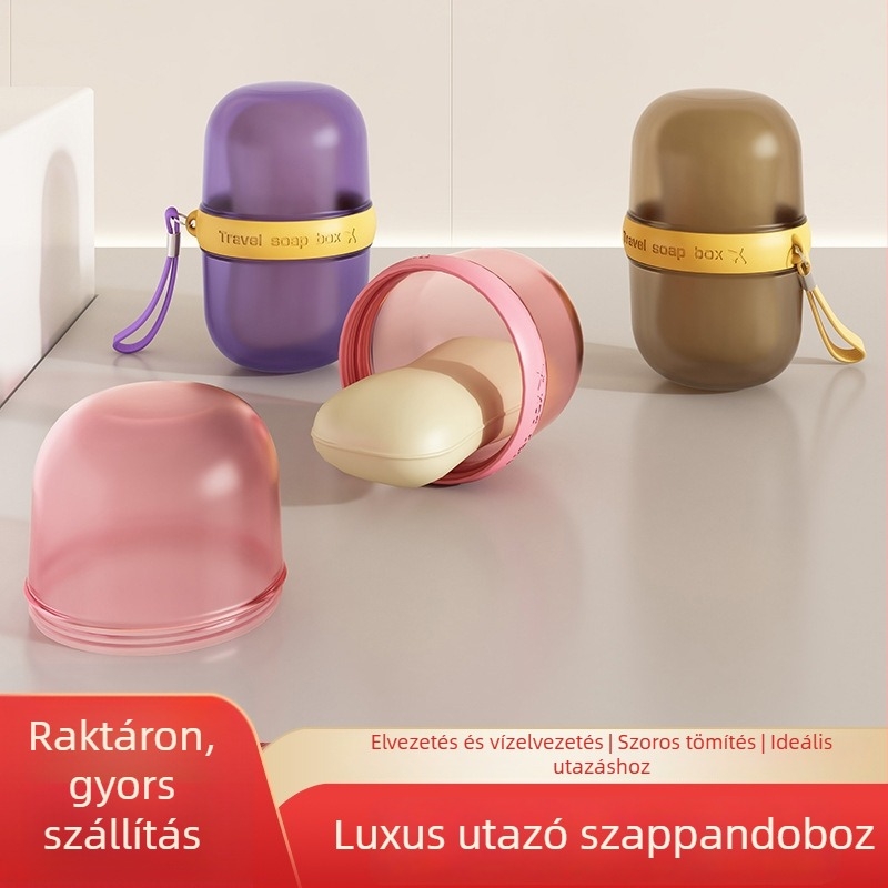 Utazási szappontartó doboz, hordozható mini szappantartó fedéllel, prémium könnyű luxus dizájn, PP anyag
