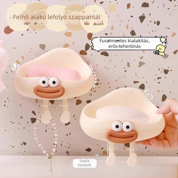 Fali szappontartó drénező funkcióval, fúrás nélkül, aranyos fürdőszobai kiegészítő, kompakt, többfunkciós