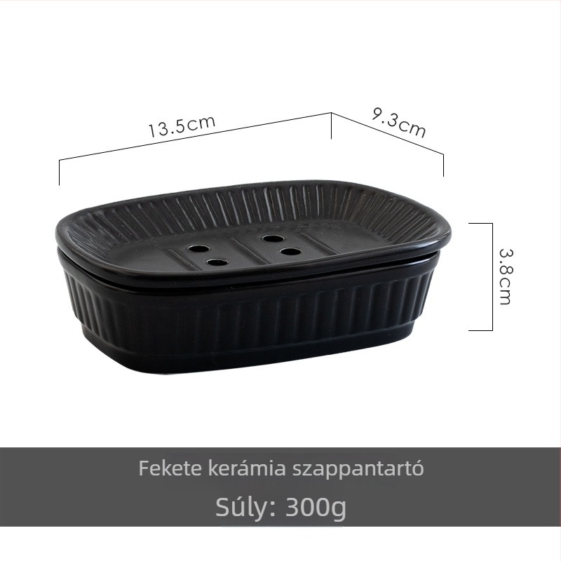 Kerámia szappantartó, nordic minimalist stílusban, dupla rétegű leeresztő tálcával