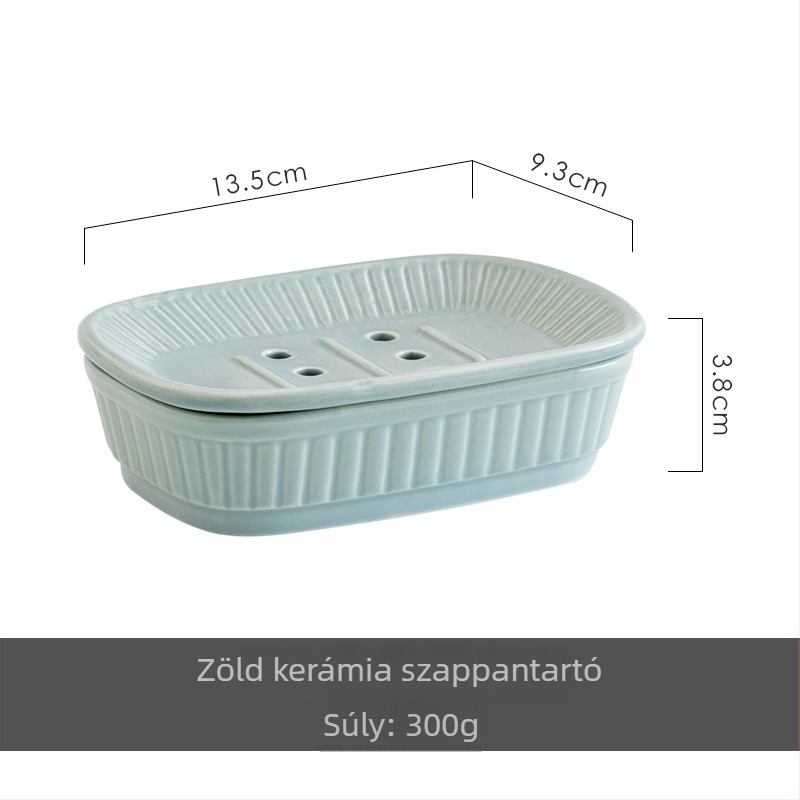 Kerámia szappantartó, nordic minimalist stílusban, dupla rétegű leeresztő tálcával
