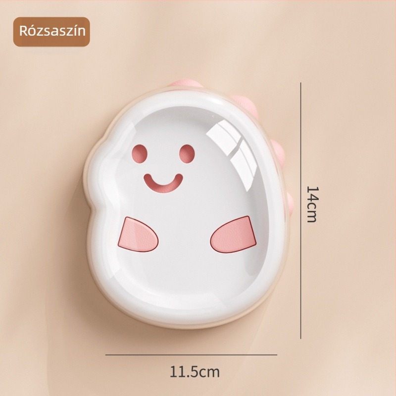 Karikatúra mintájú szappan doboz, kétszintes, fedéllel és lefolyóval, fürdőszobai pultra