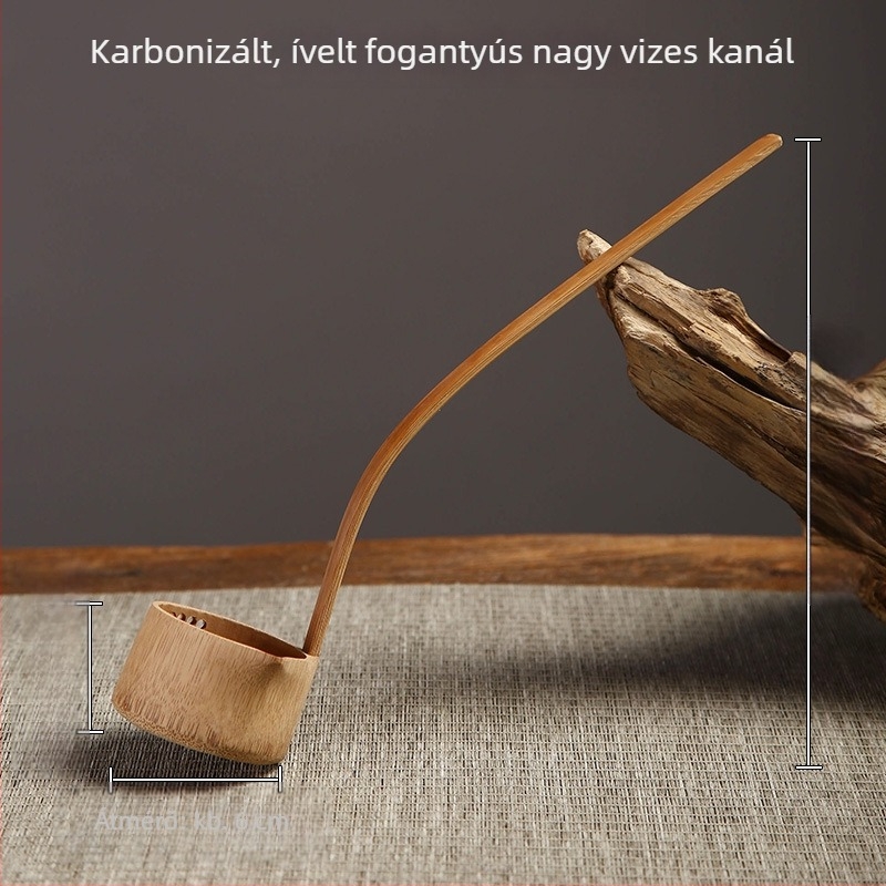 Hosszú nyelű bambusz teáskanál és víz merőkanál teaceremóniához