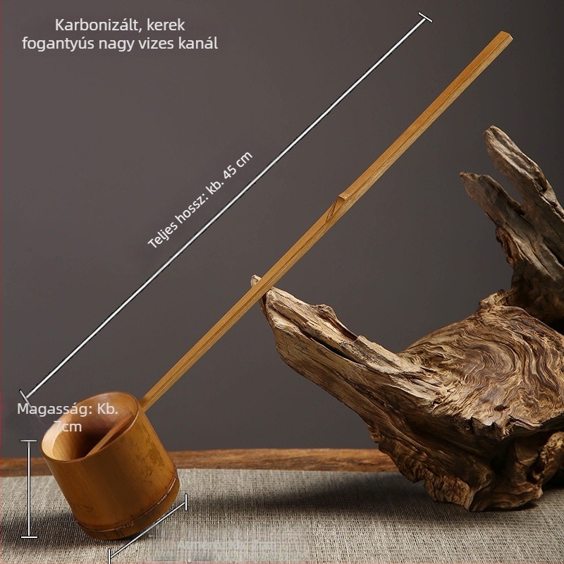 Hosszú nyelű bambusz teáskanál és víz merőkanál teaceremóniához