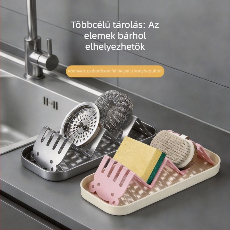 Vasból készült falra szerelhető szappontartó fedéllel, fúrás nélkül, fürdőszobai lefolyóval