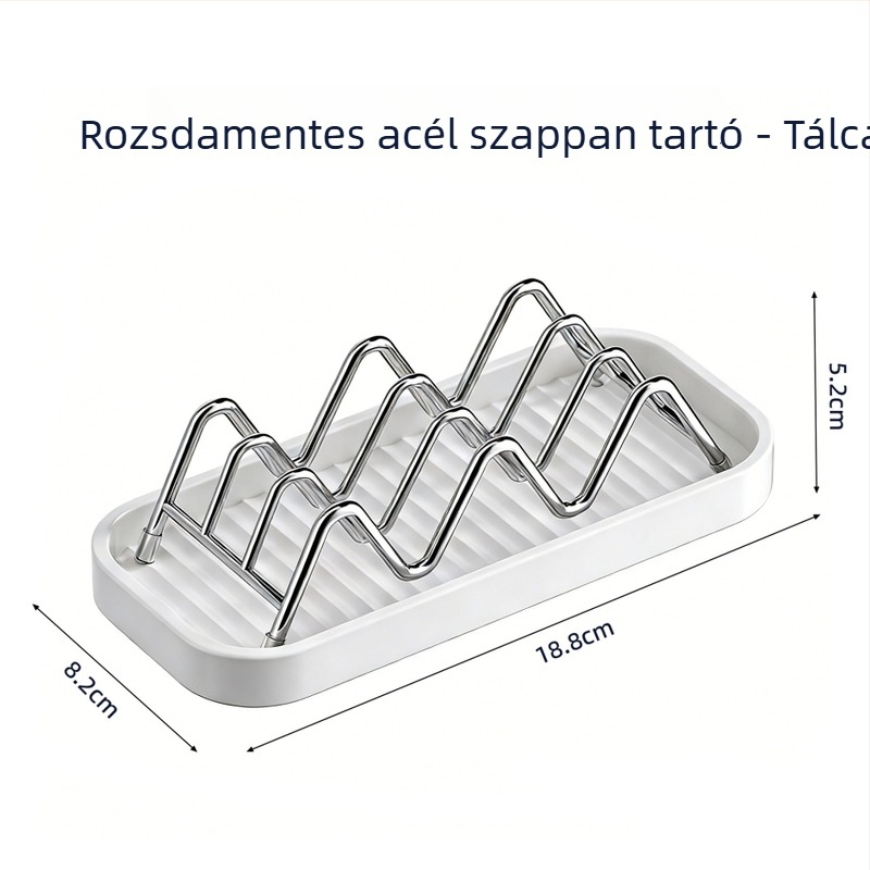 Vasból készült falra szerelhető szappontartó fedéllel, fúrás nélkül, fürdőszobai lefolyóval