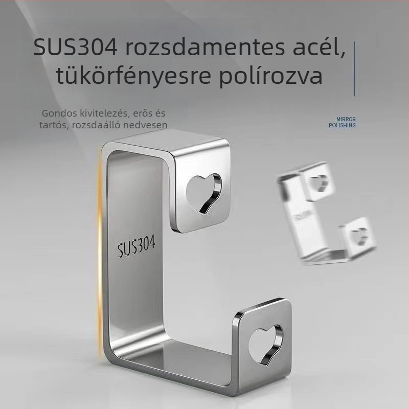 Fali mosdóhoz illő tárolópolc kampókkal, lyukmentes felszerelés