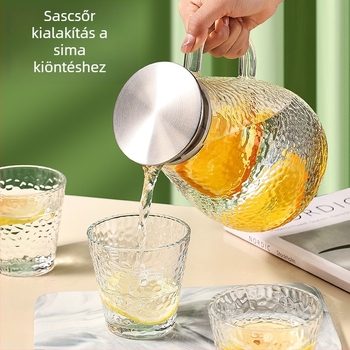 Üveges hidegvíz kanna háztartási használatra, élelmiszer-minőségű tárolás, nagy kapacitás, hőálló, hideg teához