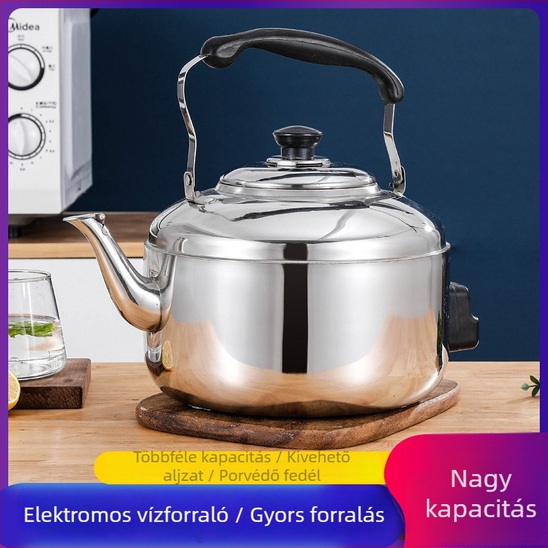 Rozsdamentes acél elektromos vízforraló, nagy kapacitású 4-8 L, 1500-2000 W, gyors forralás