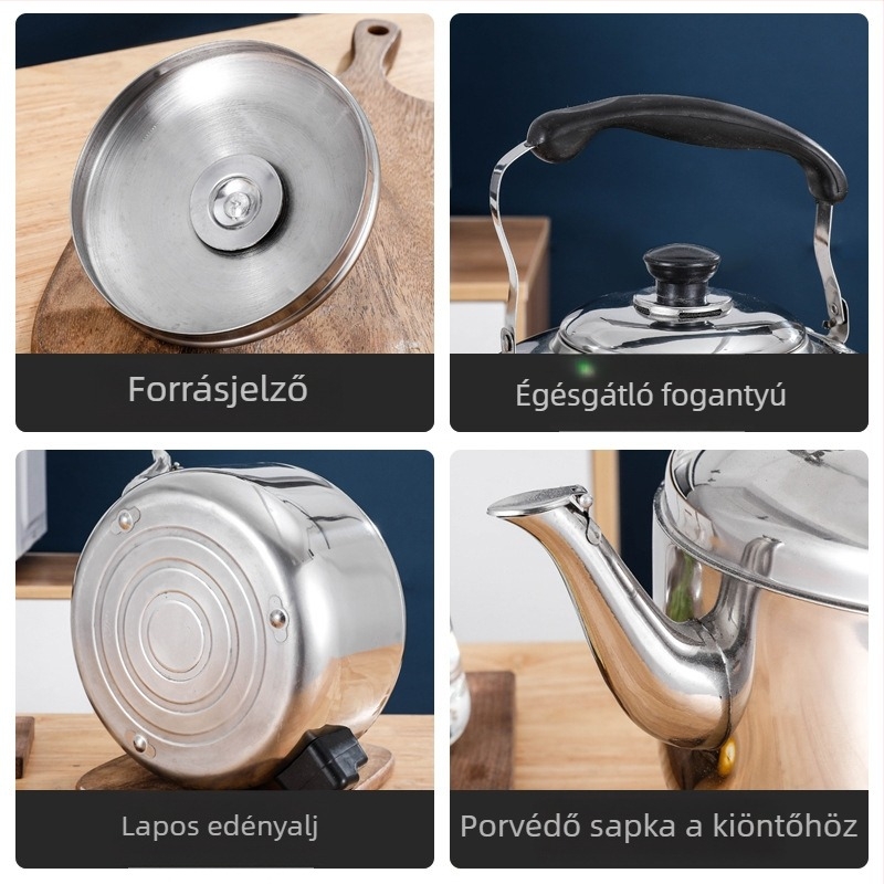 Rozsdamentes acél elektromos vízforraló, nagy kapacitású 4-8 L, 1500-2000 W, gyors forralás