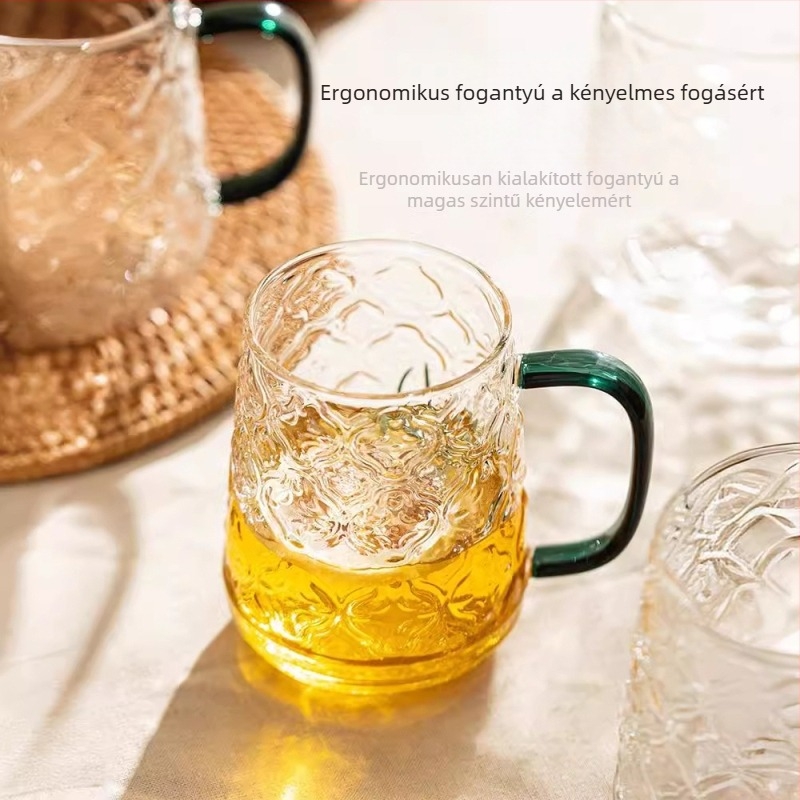Európai retro üveg kancsó hideg vízhez és gyümölcsléhez begónia mintával, nagy kapacitású, ütésálló