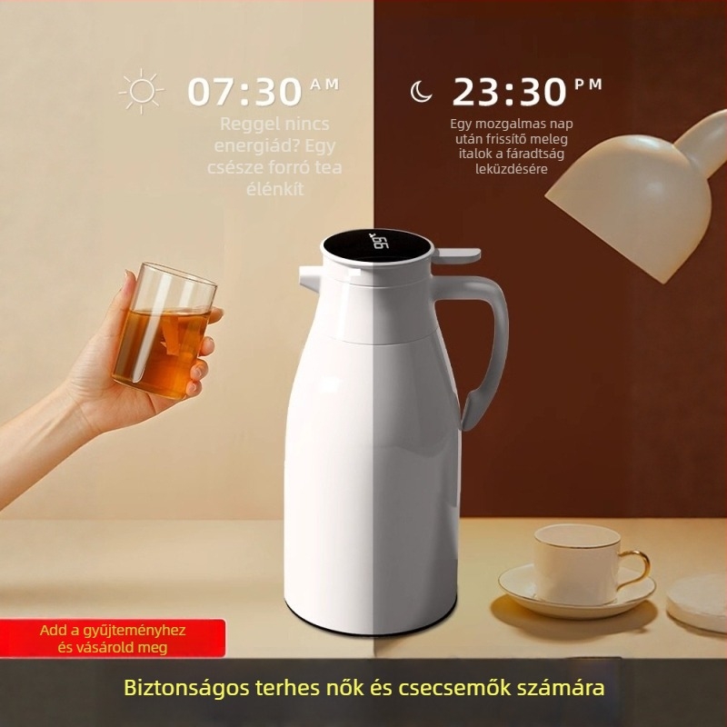 Nagy kapacitású termosz otthoni használatra üveg belsővel