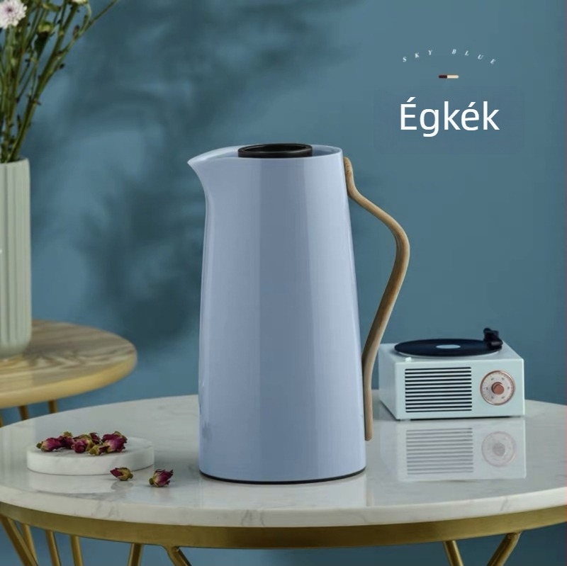Termosz üveg belsővel és fa fogantyúval, nagy kapacitású, nordic stílusú, otthoni használatra
