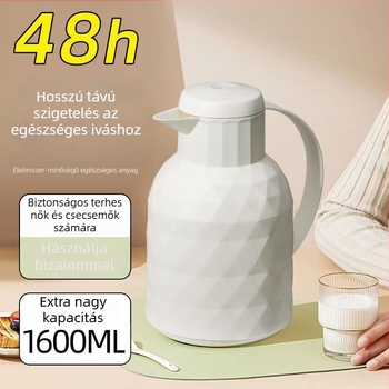 Nagy kapacitású, hordozható termosz üveg belsővel, otthoni használatra, diákszállókhoz