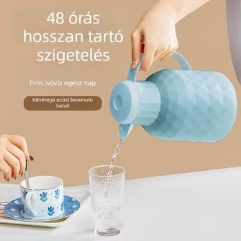 Nagy kapacitású, hordozható termosz üveg belsővel, otthoni használatra, diákszállókhoz