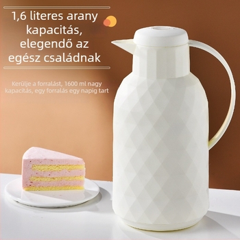 Nagy kapacitású, hordozható termosz üveg belsővel, otthoni használatra, diákszállókhoz