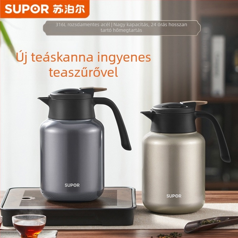 Supor teásinfúziós kanna tea- és víz szétválasztással, 316L rozsdamentes acélból, háztartási szigetelt teáskanna