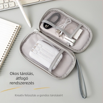 Nagy kapacitású utazási kábel- és fülhallgatótároló táska, Power Bank és kábelek számára