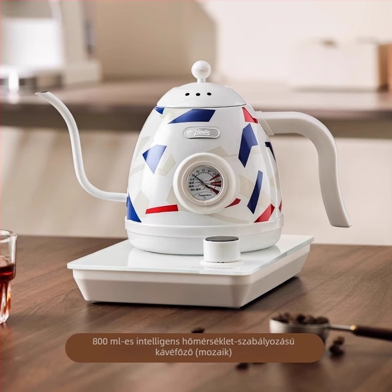 Bincoo intelligens hőmérséklet-szabályozású elektromos vízforraló rozsdamentes acélból, keskeny kifolyóval, kávé és tea számára, otthoni használatra