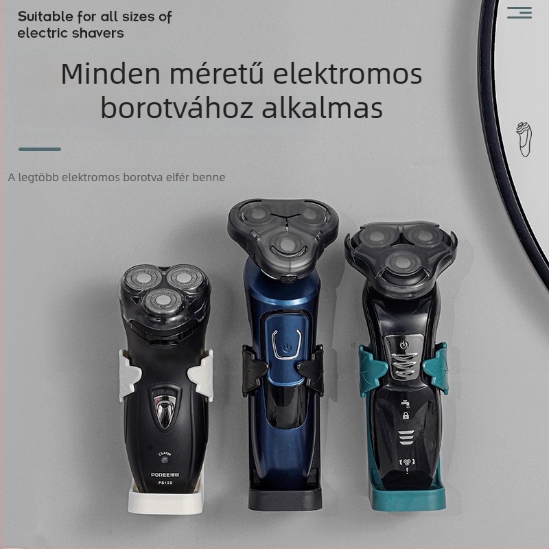 Borotválkozó- és fogkefetartó, fúrás nélküli fürdőszobai akasztó, antibakteriális és penészálló