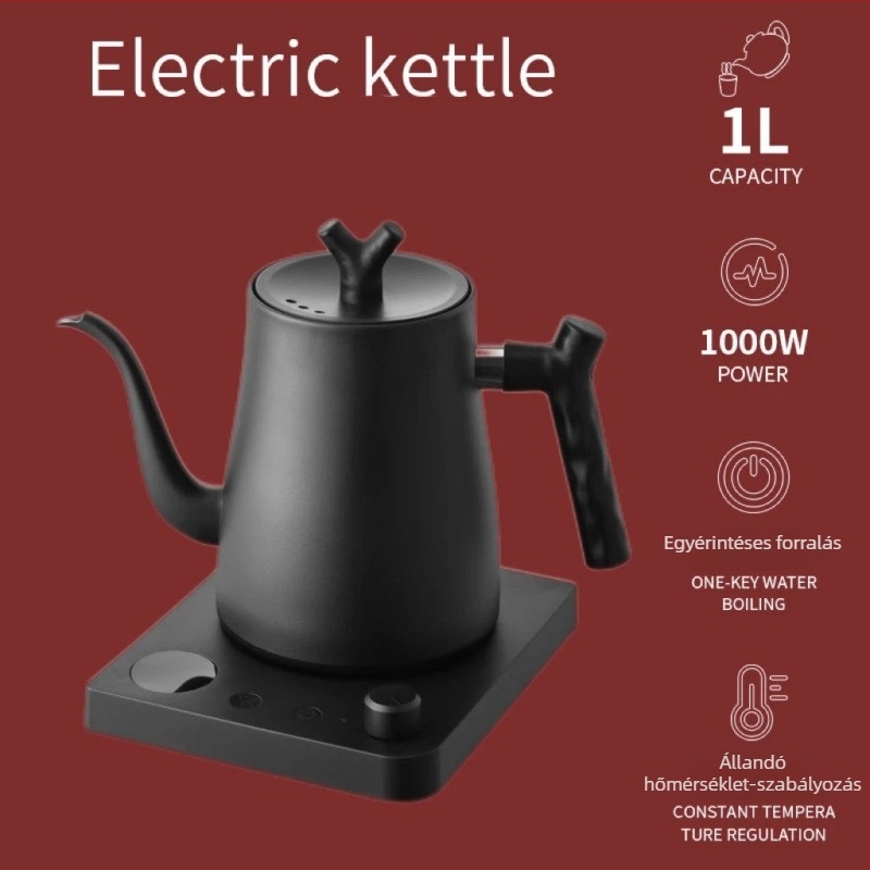 304 rozsdamentes acél pour-over elektromos kanna állítható hőmérséklettel, kávéhoz és Kung Fu teához