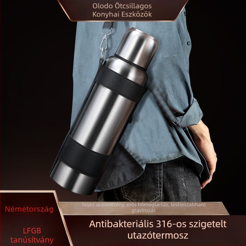 316 rozsdamentes acél termosz utazásokhoz és kültéri használatra, autóhoz illeszkedő, teáscsésze