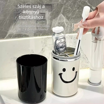 Fogkefét tartó és öblítő pohár tárolóval – otthoni használatra, diákszálláson és utazáshoz