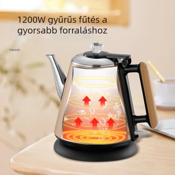 1 L-es elektromos vízforraló, 304 rozsdamentes acélból, gyors felmelegedés, hosszú kifolyócső, teához, otthoni készülék