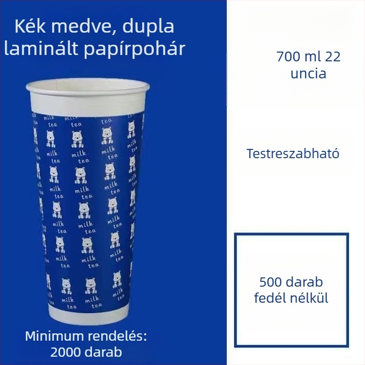 Vastagított egyszer használatos papír pohár fedővel forró és hideg italokhoz, logó nyomtatás és testreszabás, pohár tej-tea és szója tej