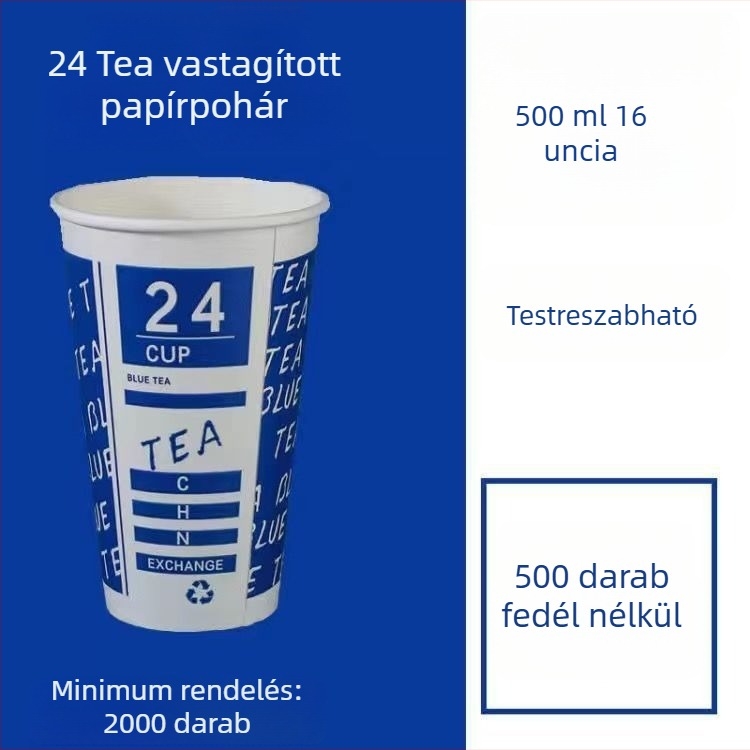 Vastagított egyszer használatos papír pohár fedővel forró és hideg italokhoz, logó nyomtatás és testreszabás, pohár tej-tea és szója tej