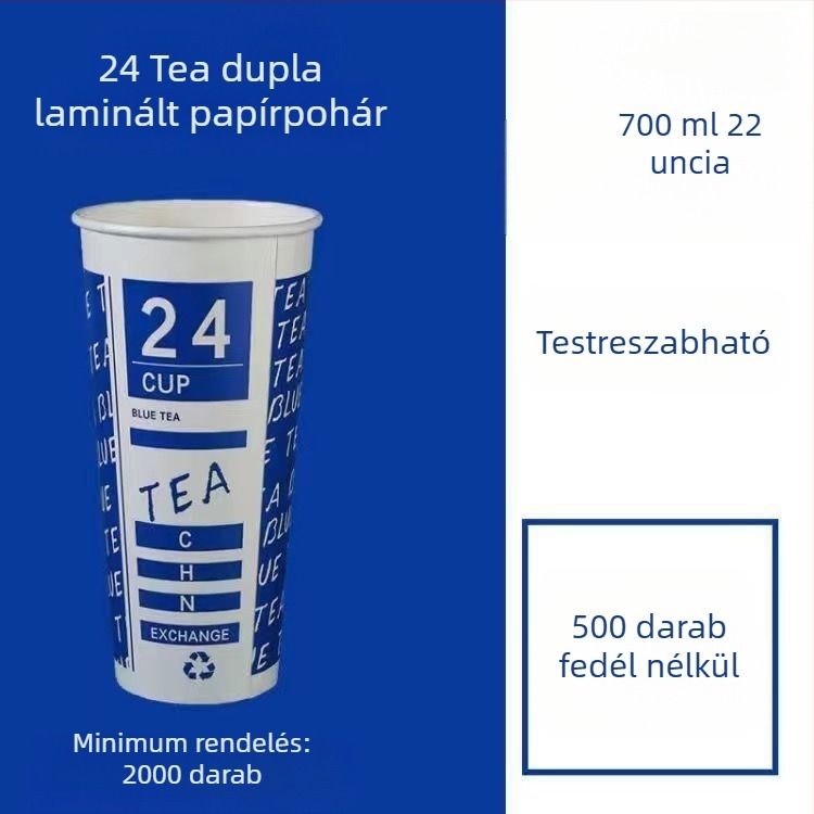 Vastagított egyszer használatos papír pohár fedővel forró és hideg italokhoz, logó nyomtatás és testreszabás, pohár tej-tea és szója tej