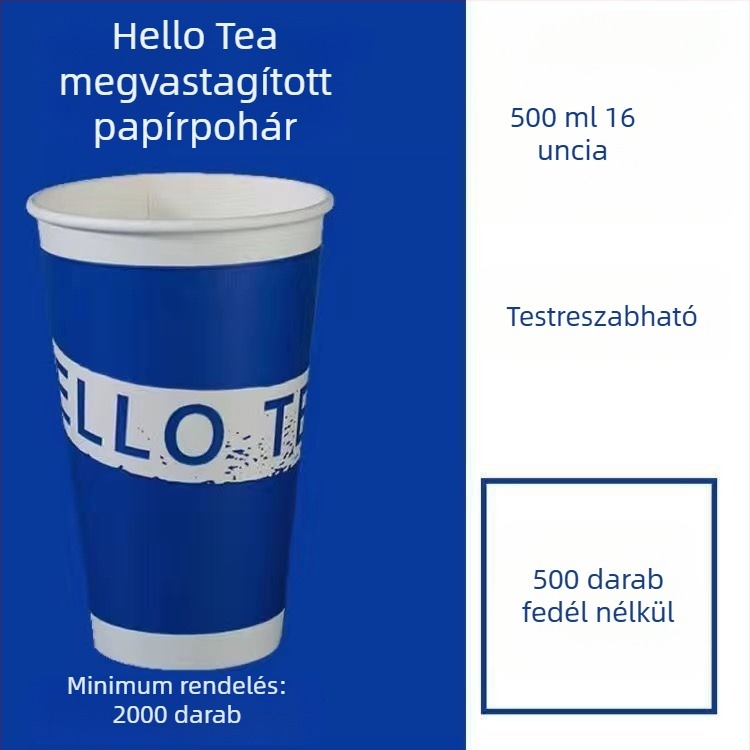 Vastagított egyszer használatos papír pohár fedővel forró és hideg italokhoz, logó nyomtatás és testreszabás, pohár tej-tea és szója tej