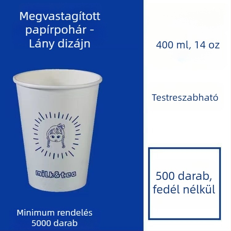 Vastagított egyszer használatos papír pohár fedővel forró és hideg italokhoz, logó nyomtatás és testreszabás, pohár tej-tea és szója tej