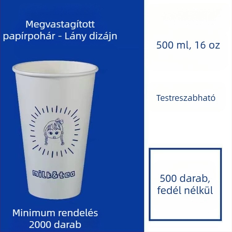 Vastagított egyszer használatos papír pohár fedővel forró és hideg italokhoz, logó nyomtatás és testreszabás, pohár tej-tea és szója tej