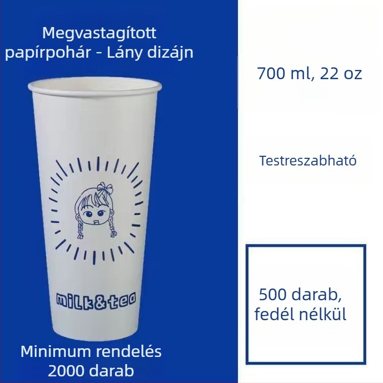 Vastagított egyszer használatos papír pohár fedővel forró és hideg italokhoz, logó nyomtatás és testreszabás, pohár tej-tea és szója tej