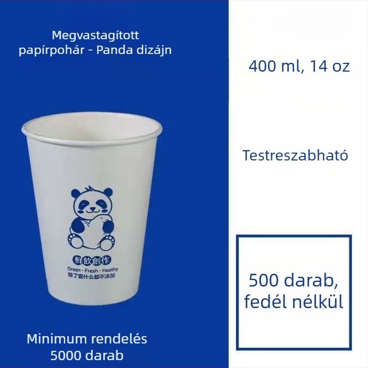 Vastagított egyszer használatos papír pohár fedővel forró és hideg italokhoz, logó nyomtatás és testreszabás, pohár tej-tea és szója tej