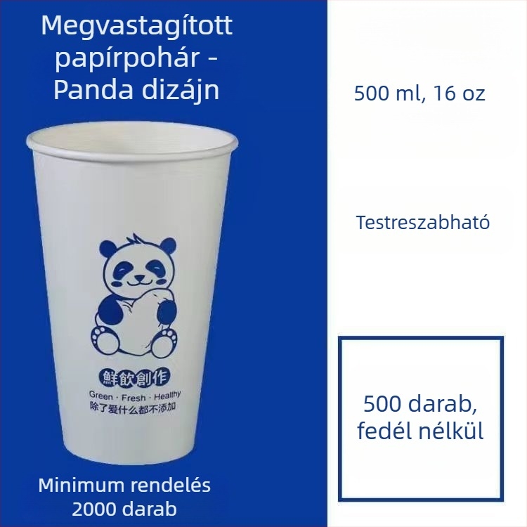 Vastagított egyszer használatos papír pohár fedővel forró és hideg italokhoz, logó nyomtatás és testreszabás, pohár tej-tea és szója tej