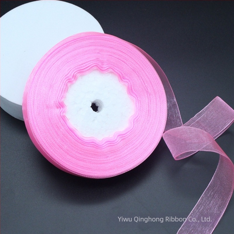 2,5 cm széles, 50 yardos tekercsenkénti színes chiffon szalag virágcsokrokhoz és csomagoláshoz, kézzel készített masnik cipőkhöz és sapkákhoz