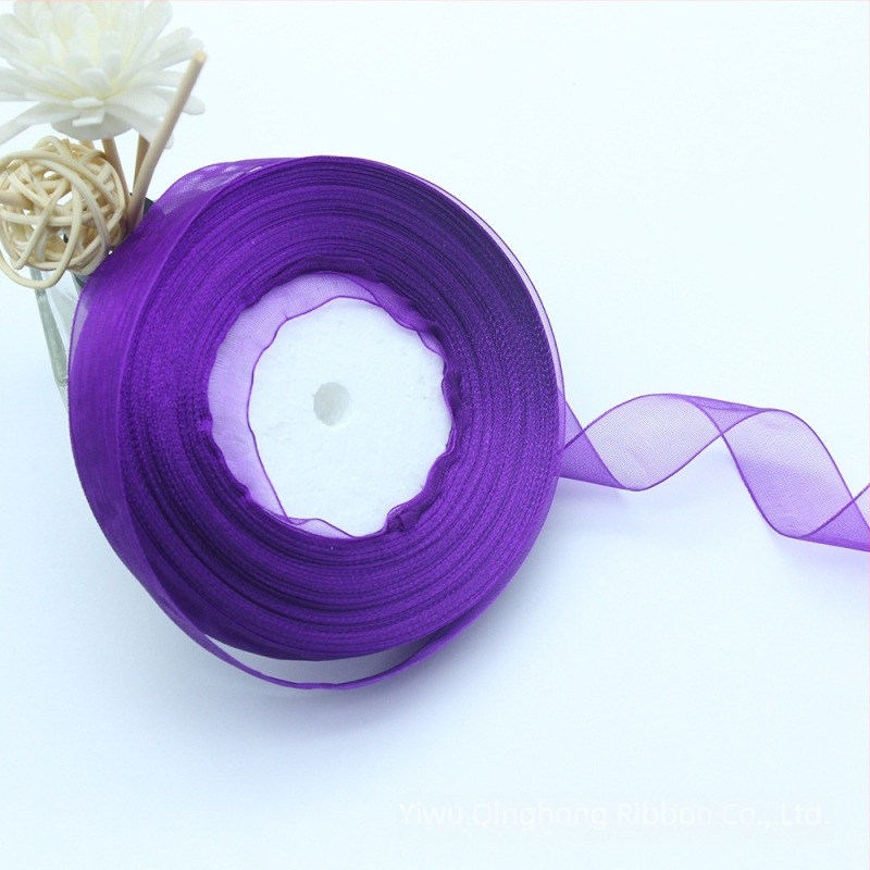 2,5 cm széles, 50 yardos tekercsenkénti színes chiffon szalag virágcsokrokhoz és csomagoláshoz, kézzel készített masnik cipőkhöz és sapkákhoz