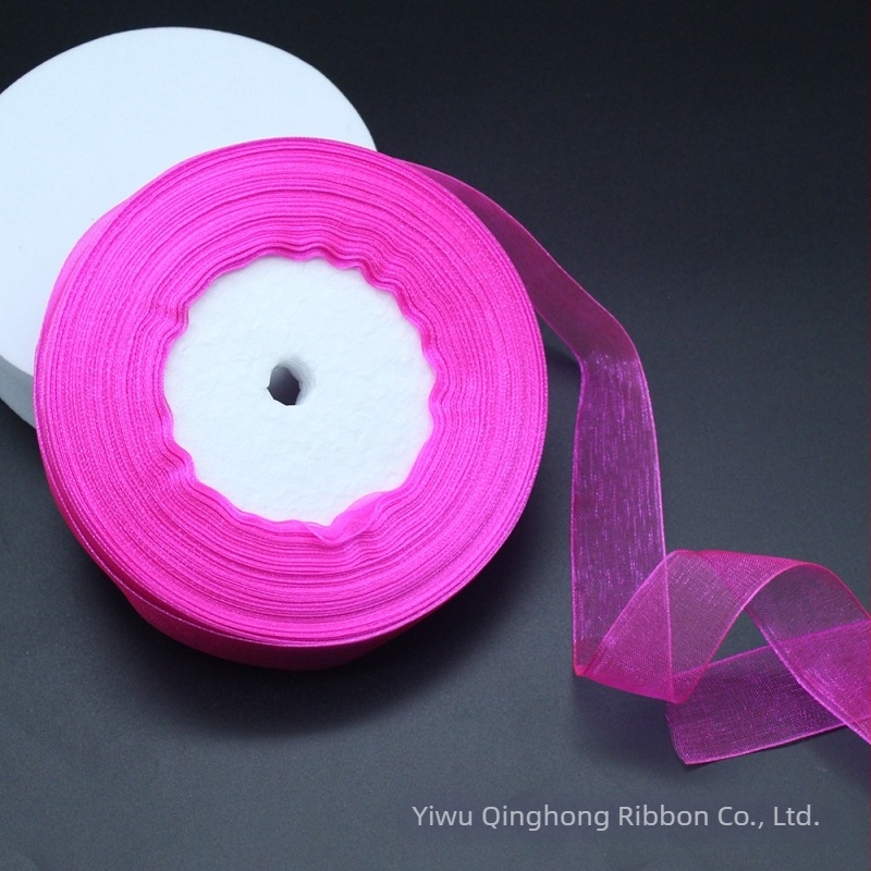 2,5 cm széles, 50 yardos tekercsenkénti színes chiffon szalag virágcsokrokhoz és csomagoláshoz, kézzel készített masnik cipőkhöz és sapkákhoz
